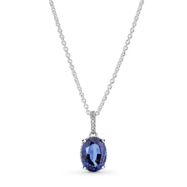 Halsketten*Pandora 390055C01 Kette mit Anhänger Statement Strahlenkranz Blau Sterlingsilber