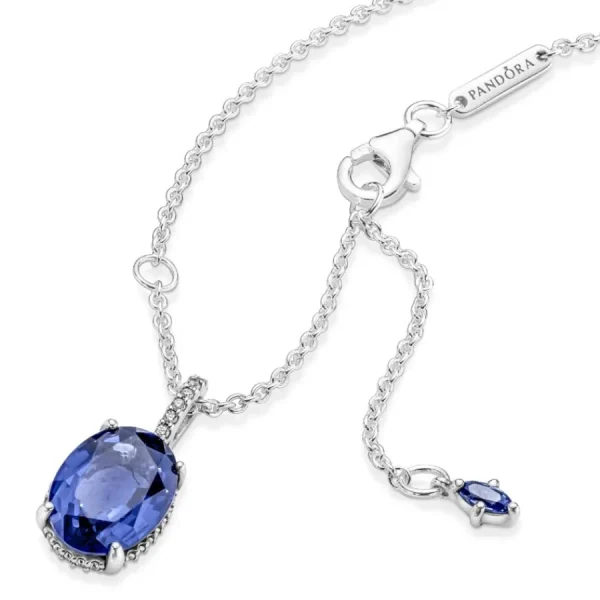 Halsketten*Pandora 390055C01 Kette mit Anhänger Statement Strahlenkranz Blau Sterlingsilber