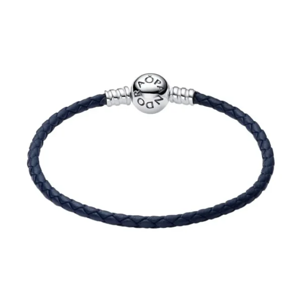 Armbänder & Armreife*Pandora 592790C01 Lederarmband Damen Blau Geflochten Kugelverschluss Silber