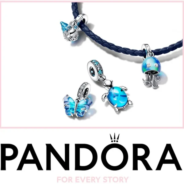 Armbänder & Armreife*Pandora 592790C01 Lederarmband Damen Blau Geflochten Kugelverschluss Silber