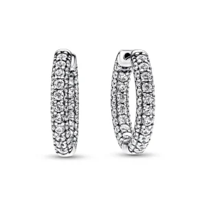 Ohrschmuck*Pandora 292624C01 Ohrringe Creolen Timeless Einreihige Pavé Zirkonia Silber