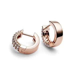 Ohrschmuck*Pandora 282622C01 Ohrringe Creolen Timeless Doppelreihige Pavé Rosé Vergoldet