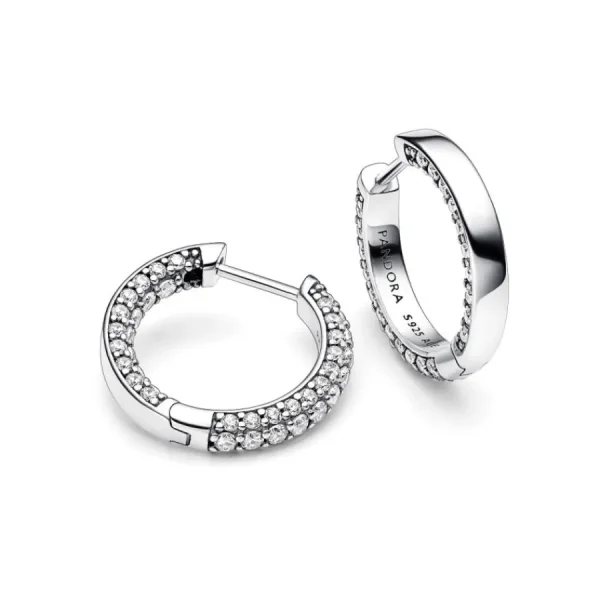 Ohrschmuck*Pandora 292624C01 Ohrringe Creolen Timeless Einreihige Pavé Zirkonia Silber