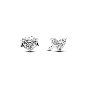 Ohrschmuck*Pandora 293003C01 Ohrringe Ohrstecker Damen Dreifacher Stein Herz Zirkon Silber