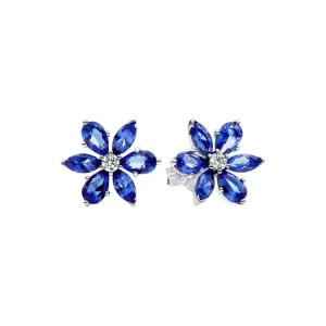 Ohrschmuck*Pandora 292407C01 Ohrringe Ohrstecker Funkelnde Blaue Herbarium Cluster Silber