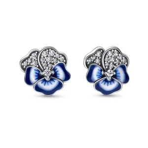 Ohrschmuck*Pandora 290781C01 Ohrringe Ohrstecker Damen Blaue Stiefmütterchen Sterlingsilber