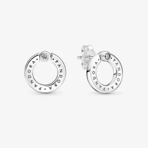 Ohrschmuck*Pandora 299486C01 Ohrringe Ohrstecker Damen Pavé & Logo Kreis Beidseitig Tragbar Sterling-Silber