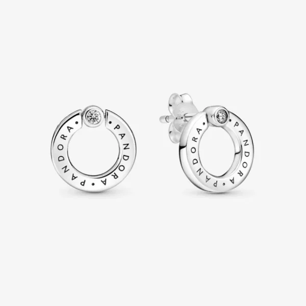 Ohrschmuck*Pandora 299486C01 Ohrringe Ohrstecker Damen Pavé & Logo Kreis Beidseitig Tragbar Sterling-Silber