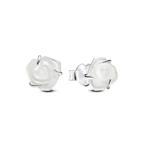 Ohrschmuck*Pandora 293209C01 Ohrstecker Damen Weiße Blühende Rose Sterling-Silber