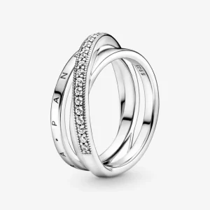 Ringe*Pandora 199057C01 Pavé-Ring Damen Dreifach Gekreuzt Sterling-Silber