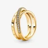 Ringe*Pandora 169057C01 Pavé-Ring Damen Dreifach Gekreuzt 14k Gold Plattiert