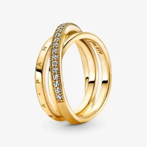 Ringe*Pandora 169057C01 Pavé-Ring Damen Dreifach Gekreuzt 14k Gold Plattiert