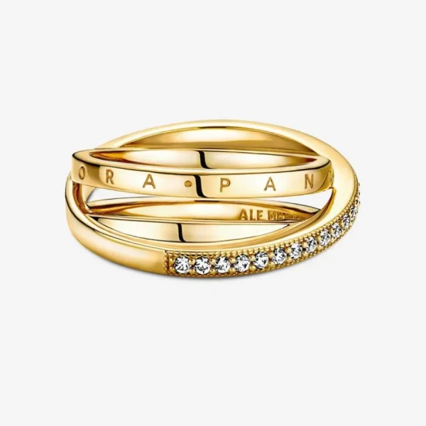 Ringe*Pandora 169057C01 Pavé-Ring Damen Dreifach Gekreuzt 14k Gold Plattiert