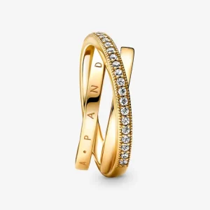 Ringe*Pandora 169057C01 Pavé-Ring Damen Dreifach Gekreuzt 14k Gold Plattiert