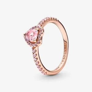 Ringe*Pandora 188421C04 Ring Damen Funkelndes Erhabenes Herz 14k Rosé Vergoldet