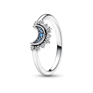 Ringe*Pandora 192675C01 Ring Damen Himmlisch Funkelnder Blauer Mond Silber