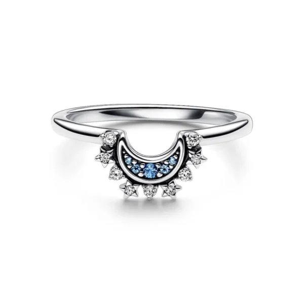 Ringe*Pandora 192675C01 Ring Damen Himmlisch Funkelnder Blauer Mond Silber