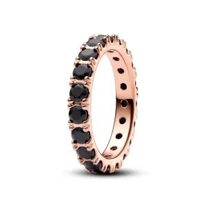 Ringe*Pandora 180050C02 Ring Damen Schwarze Funkelnde Reihe Rosé Vergoldet