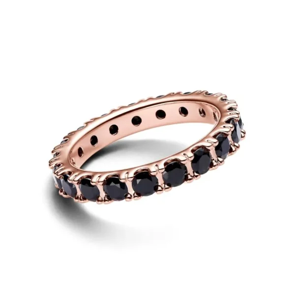 Ringe*Pandora 180050C02 Ring Damen Schwarze Funkelnde Reihe Rosé Vergoldet