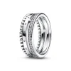 Ringe*Pandora 192312C01 Ring Damen Signature Logo Pavé & Perlen Sterling-Silber