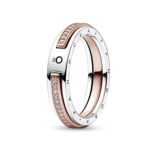 Ringe*Pandora 182773C01 Ring Damen Signature Logo & Pavé Silber Rosévergoldet