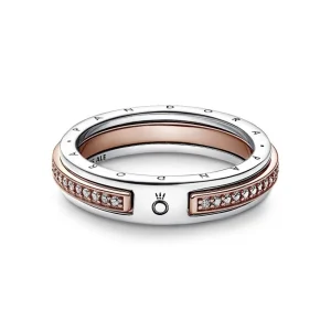 Ringe*Pandora 182773C01 Ring Damen Signature Logo & Pavé Silber Rosévergoldet