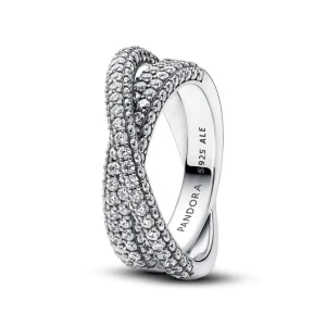 Ringe*Pandora 193022C01 Ring Damen Timeless Pavé Gekreuzter Doppelband Silber