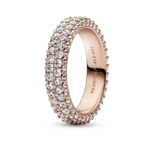 Ringe*Pandora 182629C01 Ring Damen Timeless Doppelreihiger Pavé Rosé Vergoldet