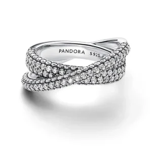 Ringe*Pandora 193022C01 Ring Damen Timeless Pavé Gekreuzter Doppelband Silber