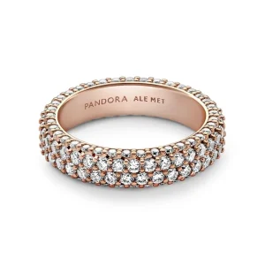 Ringe*Pandora 182629C01 Ring Damen Timeless Doppelreihiger Pavé Rosé Vergoldet