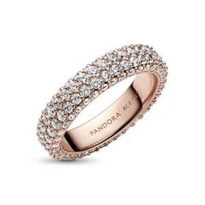 Ringe*Pandora 182629C01 Ring Damen Timeless Doppelreihiger Pavé Rosé Vergoldet