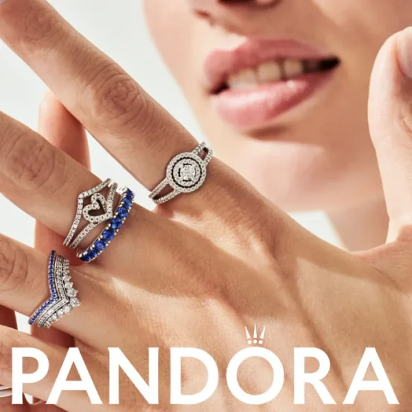 Ringe*Pandora 196316C02 Ring Damen Timeless Wishbone Funkelnd Blau Silber