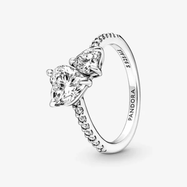 Ringe*Pandora 191198C01 Ring Funkelnder Doppel-Herz Zirkonia Sterling-Silber