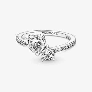 Ringe*Pandora 191198C01 Ring Funkelnder Doppel-Herz Zirkonia Sterling-Silber