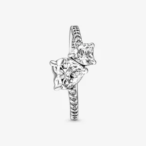 Ringe*Pandora 191198C01 Ring Funkelnder Doppel-Herz Zirkonia Sterling-Silber