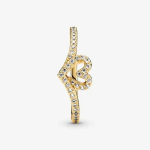 Ringe*Pandora 169302C01 Ring Timeless Wishbone Funkelndes Herz 14k Vergoldet