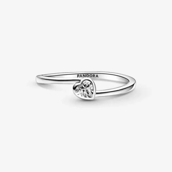 Ringe*Pandora 199267C02 Solitär-Ring Damen Klares Geneigtes Herz Silber