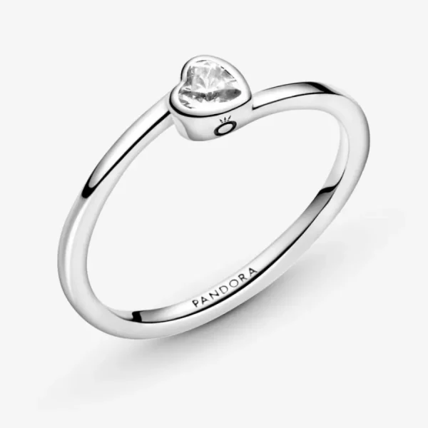 Ringe*Pandora 199267C02 Solitär-Ring Damen Klares Geneigtes Herz Silber