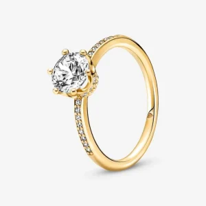 Ringe*Pandora 168289C01 Solitärring Klare Funkelnde Krone 14k Gold Plattiert