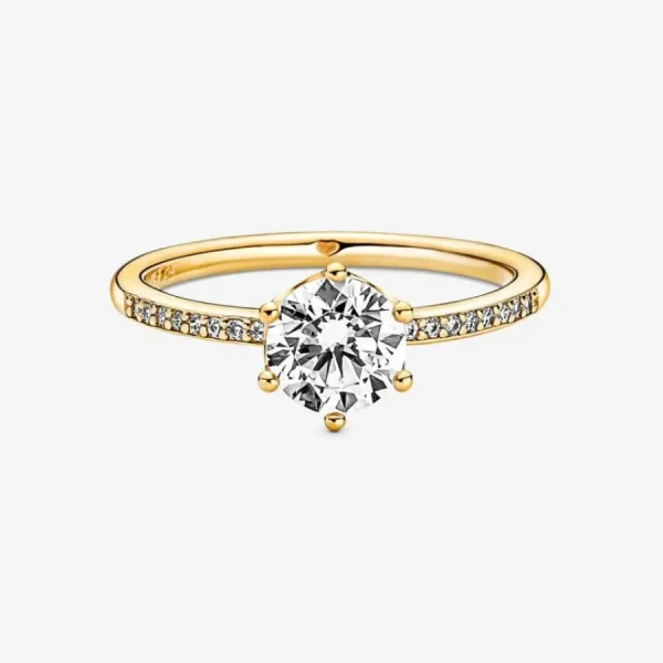 Ringe*Pandora 168289C01 Solitärring Klare Funkelnde Krone 14k Gold Plattiert