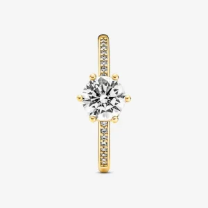 Ringe*Pandora 168289C01 Solitärring Klare Funkelnde Krone 14k Gold Plattiert