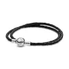 Armbänder & Armreife*Pandora 590745CBK-D Lederarmband Moments Zweifach Gewickelt Silber