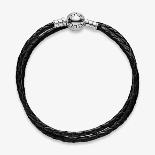 Armbänder & Armreife*Pandora 590745CBK-D Lederarmband Moments Zweifach Gewickelt Silber