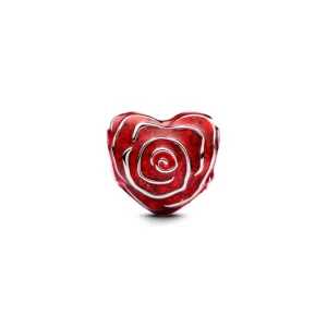 Anhänger*Pandora Charm Damen Rose Herz Rot Silber 793673C01