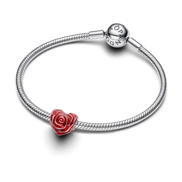 Anhänger*Pandora Charm Damen Rose Herz Rot Silber 793673C01