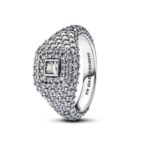 Ringe*Pandora Cocktailring Damen Pavé-Quadrat Zirkonia Silber 193556C01