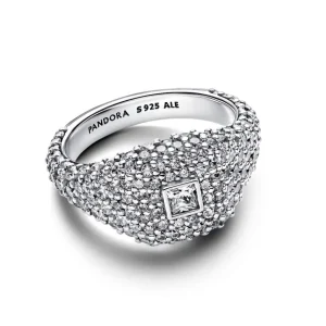 Ringe*Pandora Cocktailring Damen Pavé-Quadrat Zirkonia Silber 193556C01