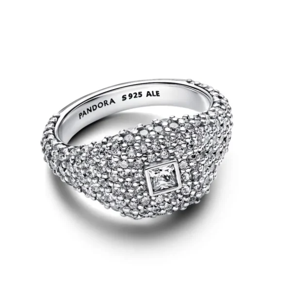 Ringe*Pandora Cocktailring Damen Pavé-Quadrat Zirkonia Silber 193556C01