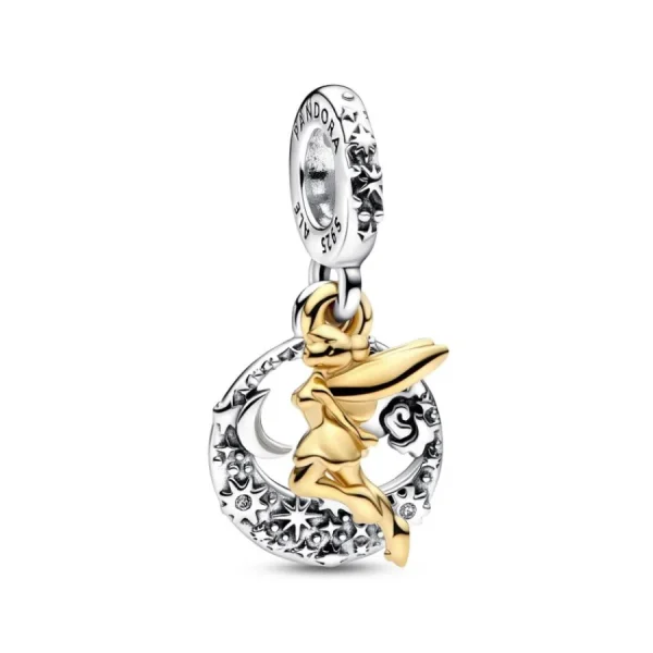 Anhänger*Pandora Disney 762517C01 Charm Damen Tinker Bell Nachthimmel Silber 14k Vergoldet