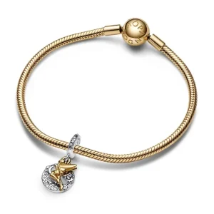 Anhänger*Pandora Disney 762517C01 Charm Damen Tinker Bell Nachthimmel Silber 14k Vergoldet